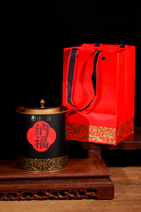典藏纯金毛胎果片-金胎6号 -黑色藏岁罐-500克